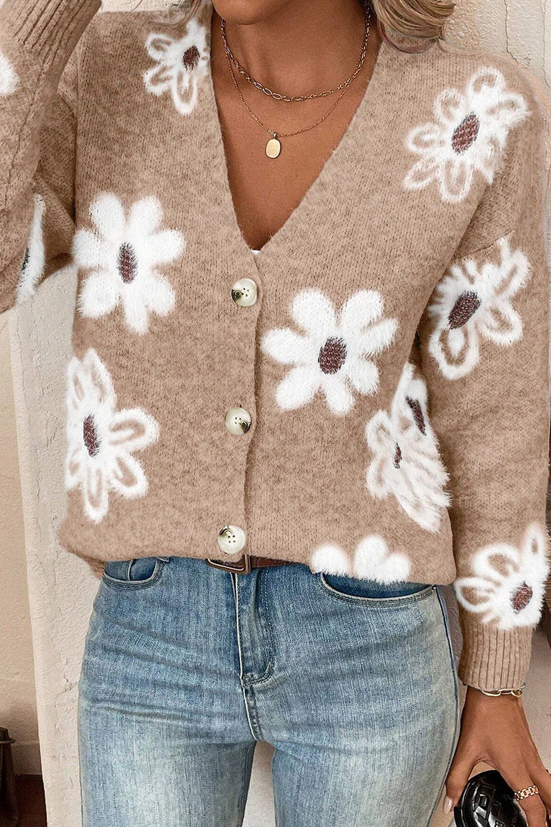 Strickjacke mit Blumenmuster für Damen – Lena