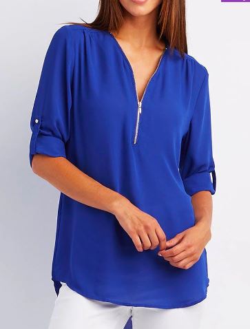 Damen Bluse mit Reißverschluss, elegant & vielseitig – Julia