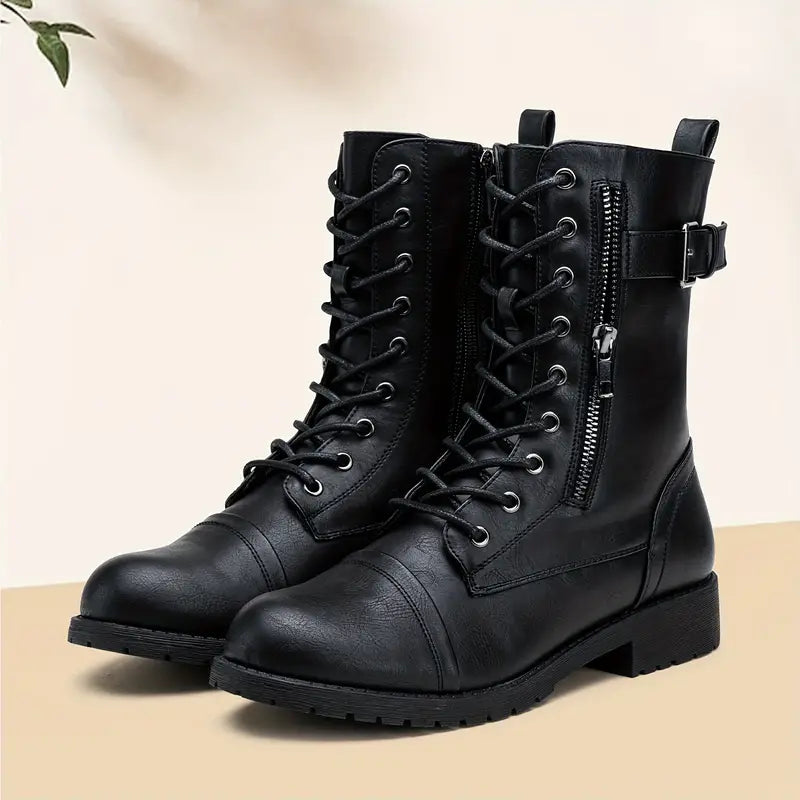 Modische Damen Schnürstiefel mit Reißverschluss – Lara