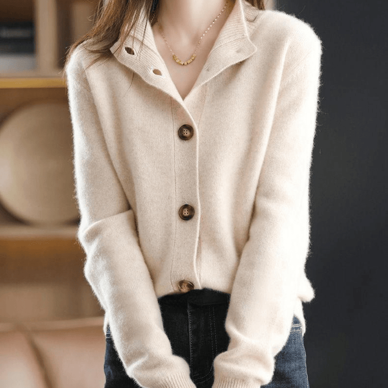 Kaschmir Cardigan mit hohem Kragen für Damen – Amelie